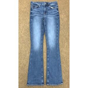 American Eagle Jeans Womens 8 Skinny Kick Bootcut Whiskered Next Stretch Denim